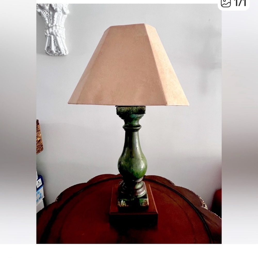 Elegant Green and Tan Table Lamp